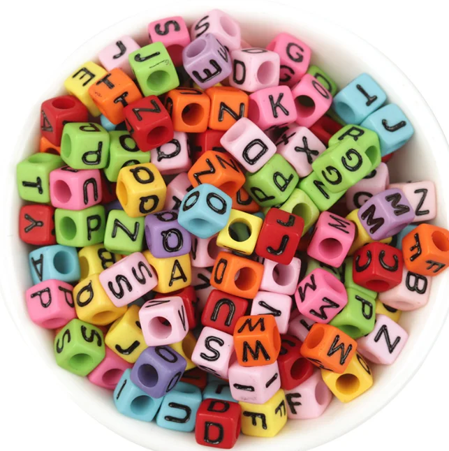 100pcs/pack English letter bead  Solid Alphabet Acrylic Beads Big Hole Silicone Beads for Handmade Making