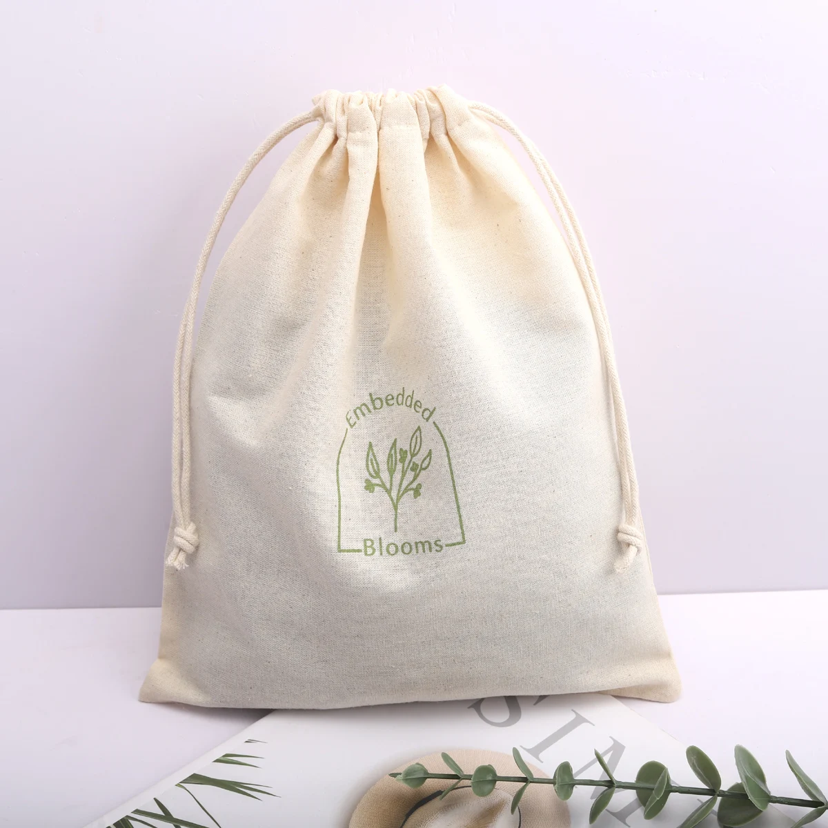 Custom Organic Cotton Drawstring Hangover Kit Shoe Hair Dryer Storage Bags High Natural Reusable Muslin Shopping Gift Dust Pouch