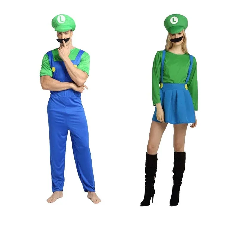 Adult  Luigi Super Mario Brothers Costumes Fancy Party Dress Up