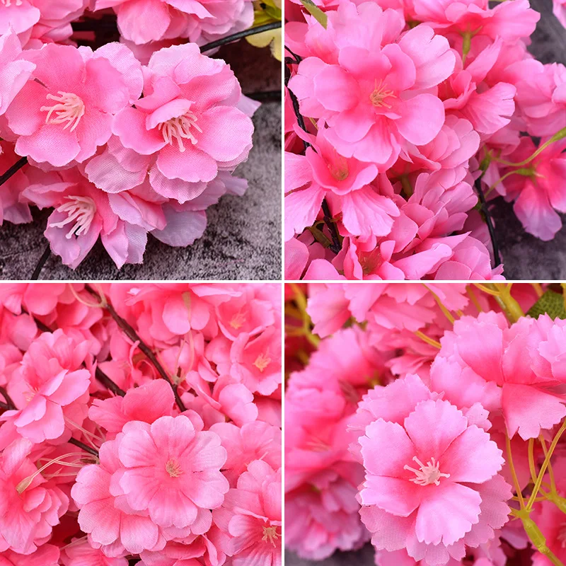 Hot Selling Different Types Silk Artificial Sakura Flower Wedding Décor Cherry Tree Plum Peach Blossom Decorative Flowers Plants