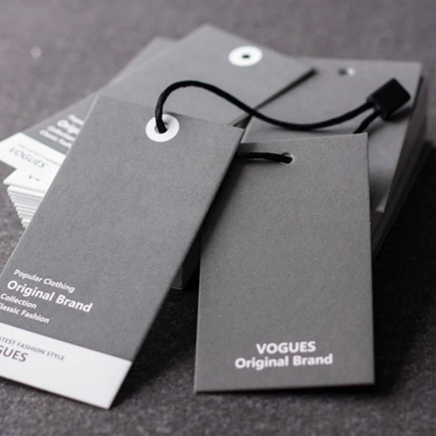 Delicate Paper Tag Customize logo White Kraft Paper Hang Tag With Polyester Rope