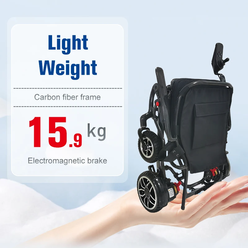 Carbon fiber portable foldable electric wheelchair for the elderly disabled