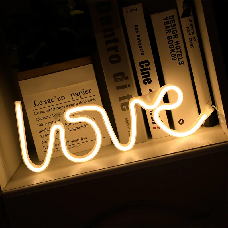 Led Neon Sign Confession Romantic Decoration Love Shape Night Light Wedding Party Props