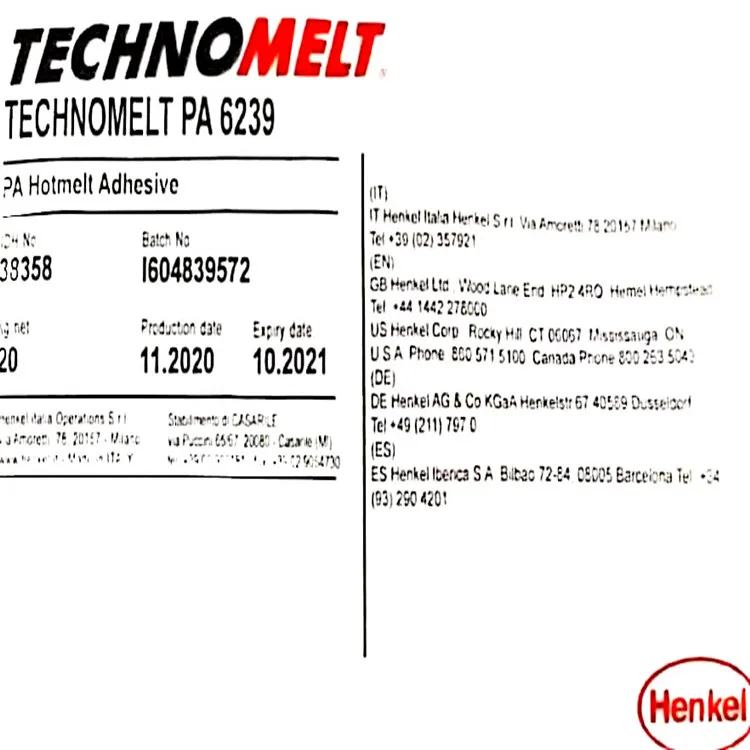 Hot sales HENKEL  TECHNOMELT PA 6239 Low pressure injection hot melt adhesive
