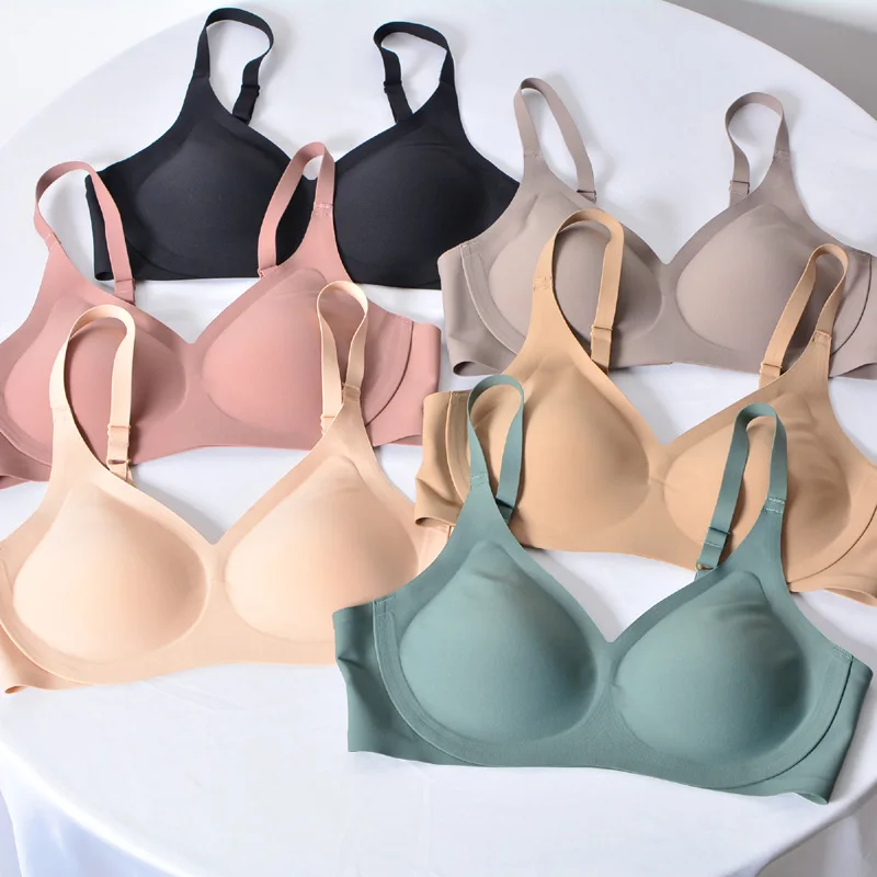 Wire Free Bra Bonded Ropa Interior Mujer Bond Glue Sticky Bra No Wire Push up Bra High Quality Manufacturer Seamless Plain Dyed