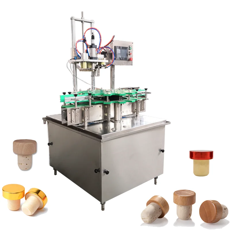 Automatic single head T-cork capping machine Glass bottle polymer T-cork corking machine