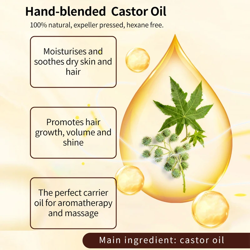 OEM customized 473ml Natural Organic Cold Pressed castor oil  for activation hair growth hair follicle surface repair