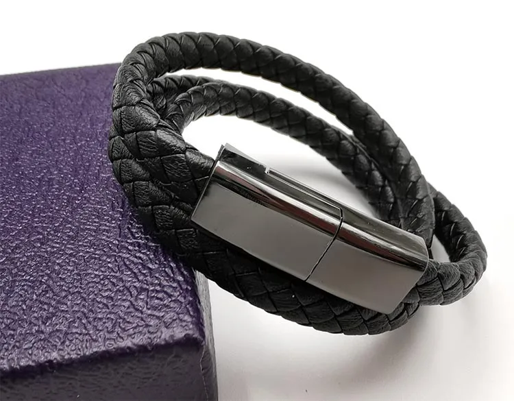 
Custom Cell Phone Charger Micro Type C Leather Bracelet Charging Data USB Cable For Iphone 