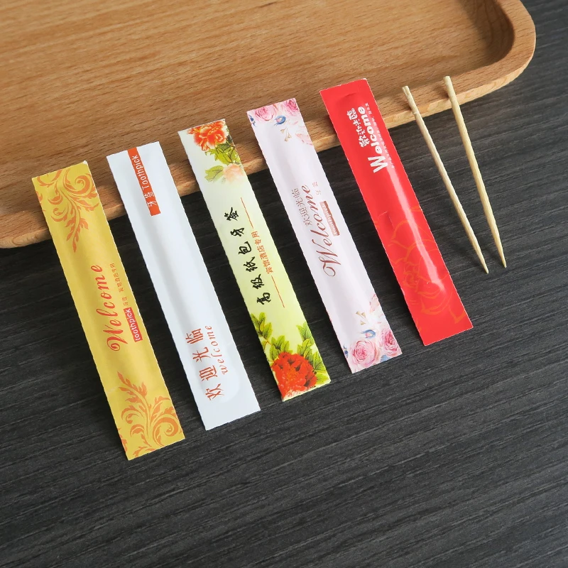 Custom toothpicks individually wrapped disposable birch wood bamboo toothpicks printing cheap toothpicks manufacturer