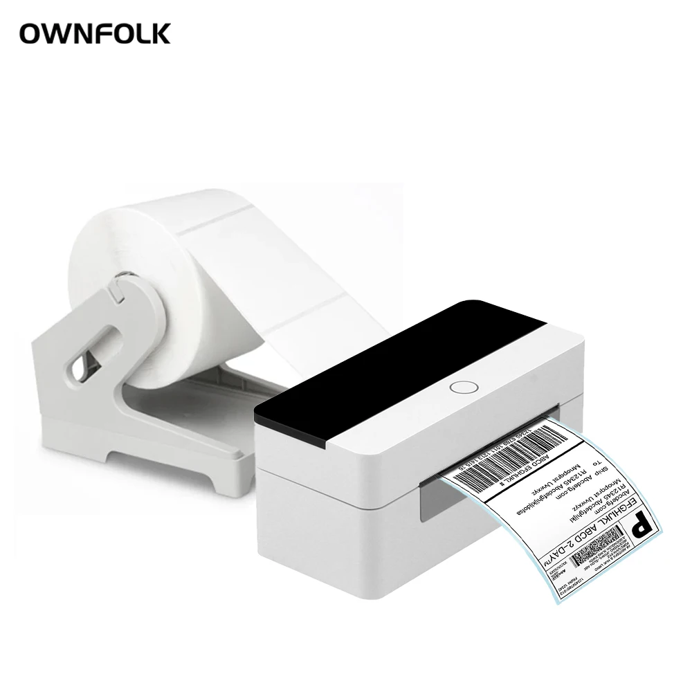 OWNFOLK Thermal Printing Barcode Portable thermal printer for 4X6 Printers to Stickers Bar Code Mini Label Printer