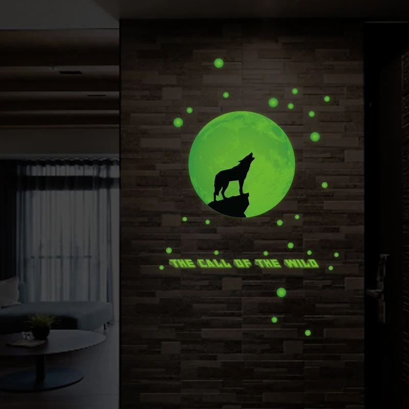 YIYAO Moonlight Wolf Luminous Stickers DIY home art Decor Wall Stickers