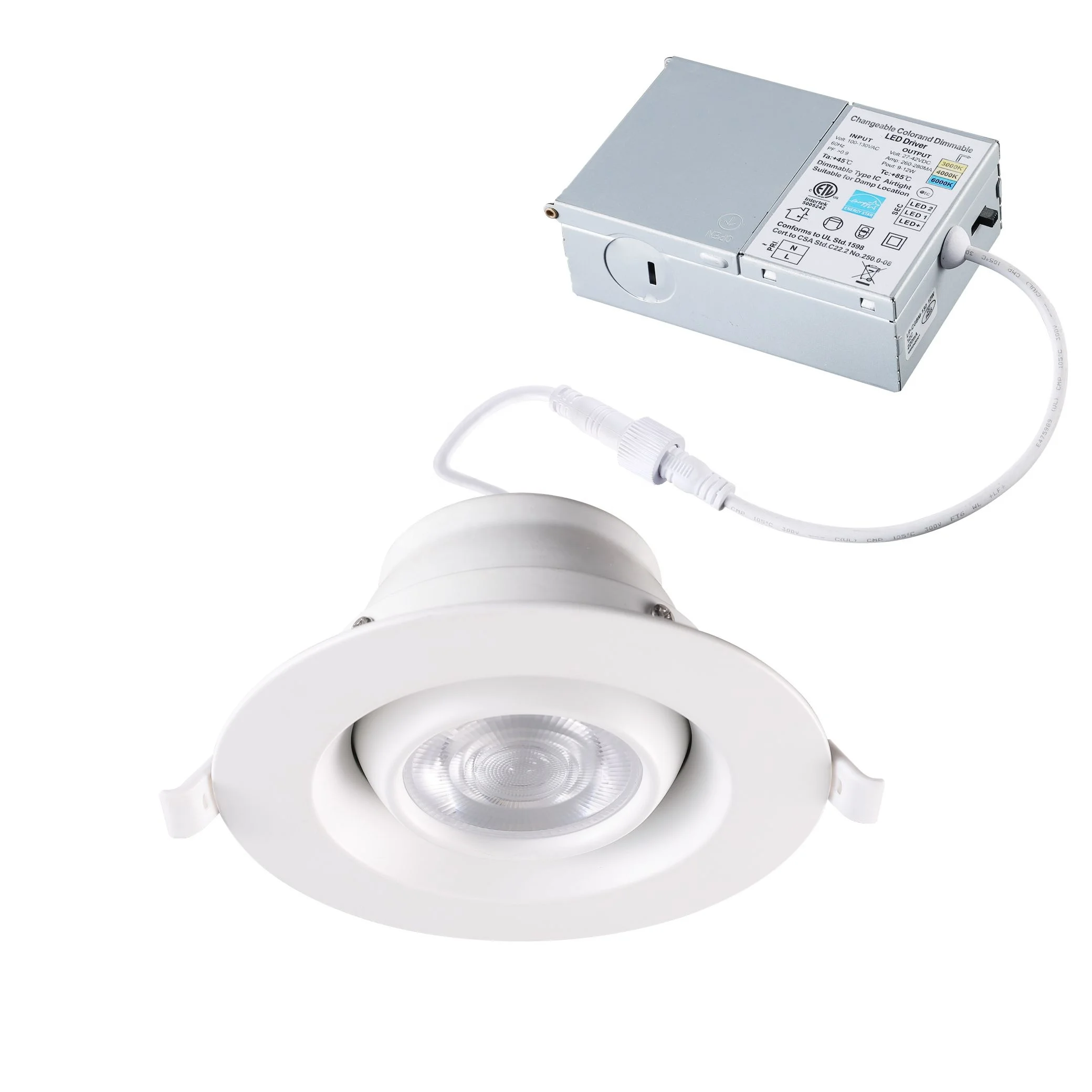 Excellent Product ETL ES FCC 3inch Gimbal COB LED Recessed Downlight Eyeball Damp Location 3CCT DIP Switch 3000K 4000K 5000K