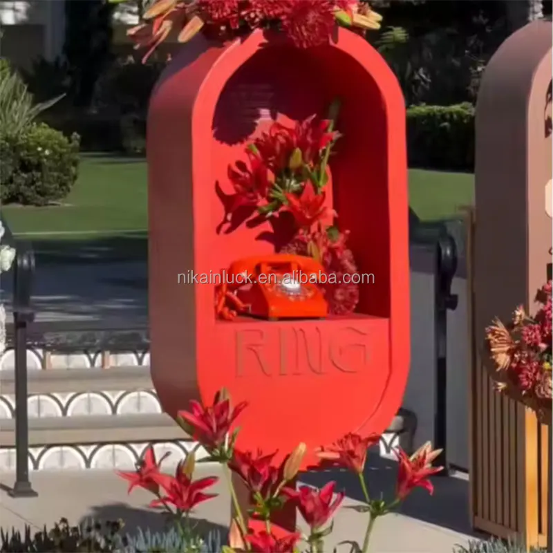 Creative Wedding Party Decoration Props Guestbook Stand Booth Box Red Telephone Floor Placement Table