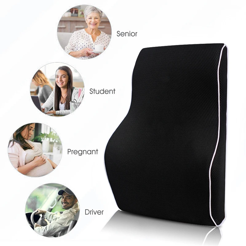 Newest Lumbar Support for Office Chair Memory Foam Back Cushion for Back Pain Relief Improve Posture - Large Back Pillow for Car