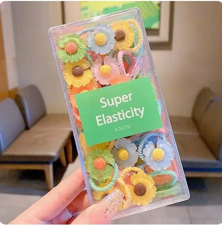 Custom Logo Gift 20pcs/box 50 pcs/box Baby Girls Elastic Rubber Bands Hair Accessories Cute Cartoon Fruits Kids Hair Ties Set