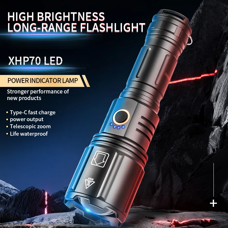 Rechargeable Tactical Flashlights High Lumens Torch Lights Zoomable Waterproof Flash Lights for Camping Hiking
