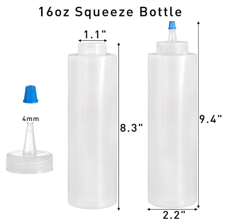 12 Ounce Plastic Dressing Squirt Bottles Ketchup Bottles with Cap Lids and Funnel Condiment Bottles for Liquids BBQ Dressing