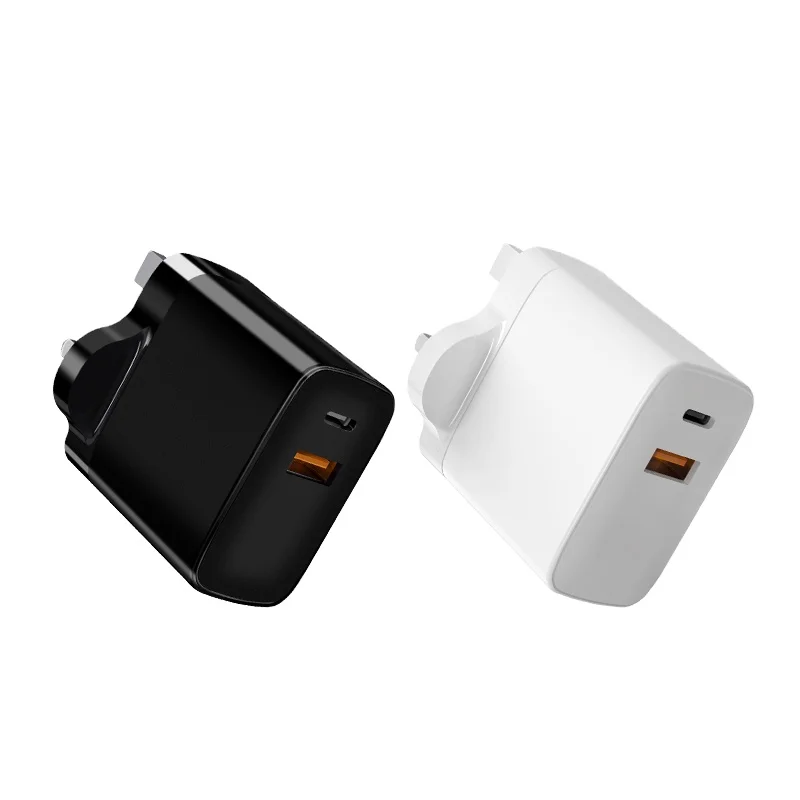 Зарядное устройство для мобильного телефона PD20w QC18w с двумя портами 38w, быстрое зарядное устройство с вилкой Стандарта Великобритании, настенное зарядное устройство для мобильных телефонов/ноутбуков