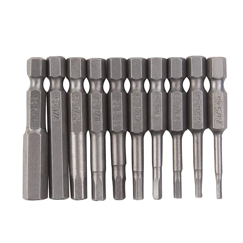Набор из 10 шт. Шестигранная головка S2 электрическая метрическая и дюймовая отвертка