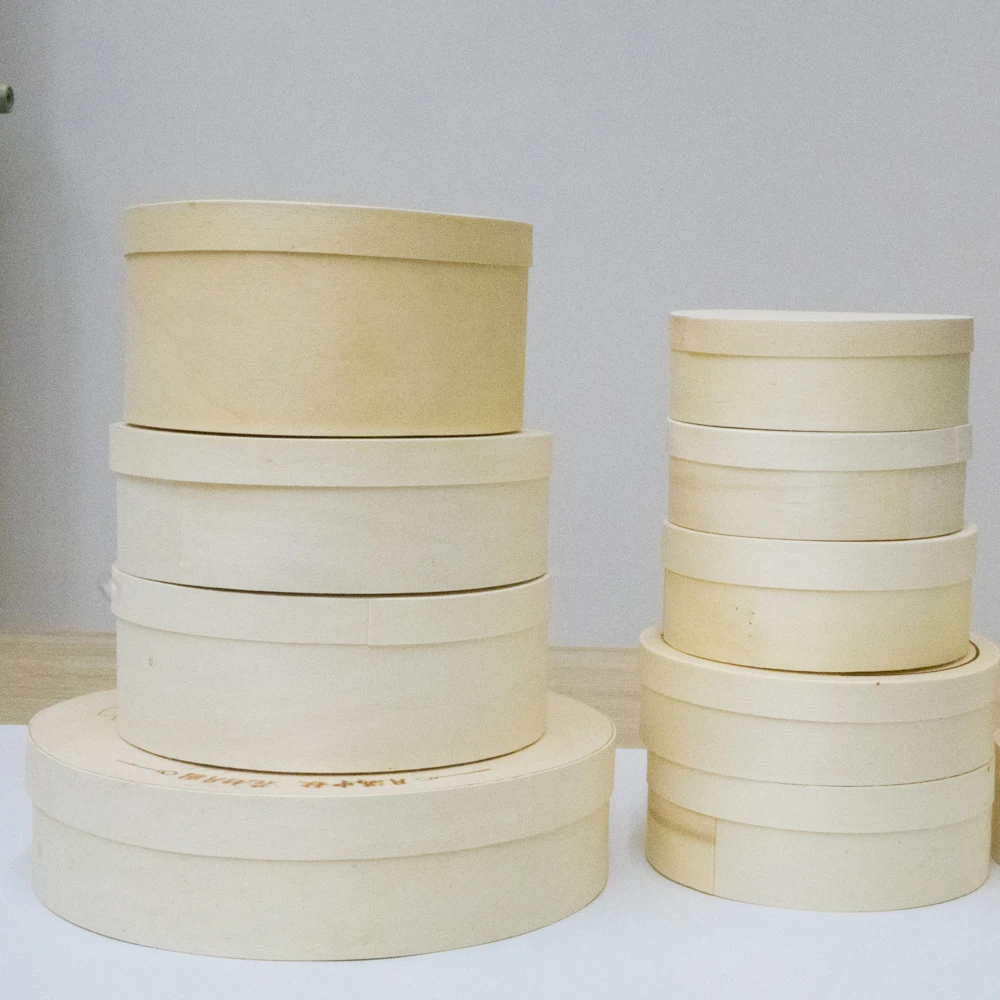 Luxury Christmas disposable Cheese cake bakery cookies sushi Round wooden packaging boxes with custom logo