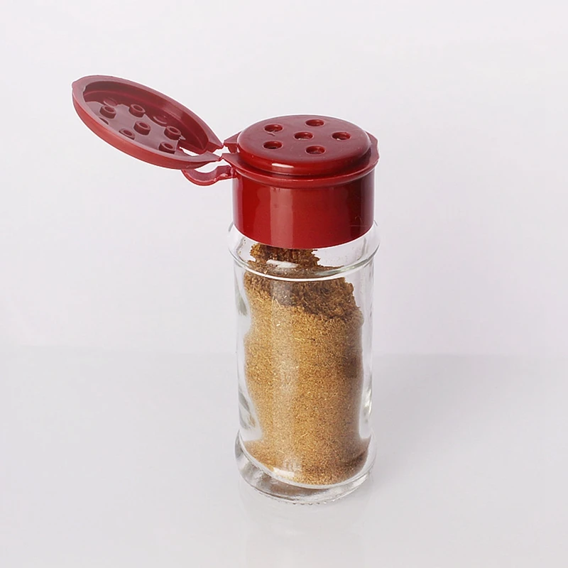 Wholesale 70ml Empty Cylinder Clear Glass Spice Jar Pepper Salt Herb Bottle Containers with Shaker Flip Lid