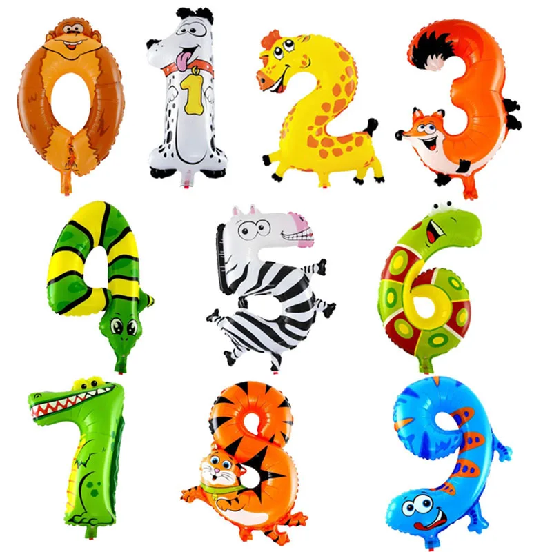 2019 hot sale Popular gift child birthday decoration balloons dog ballon fox zebra animal foil balloon number