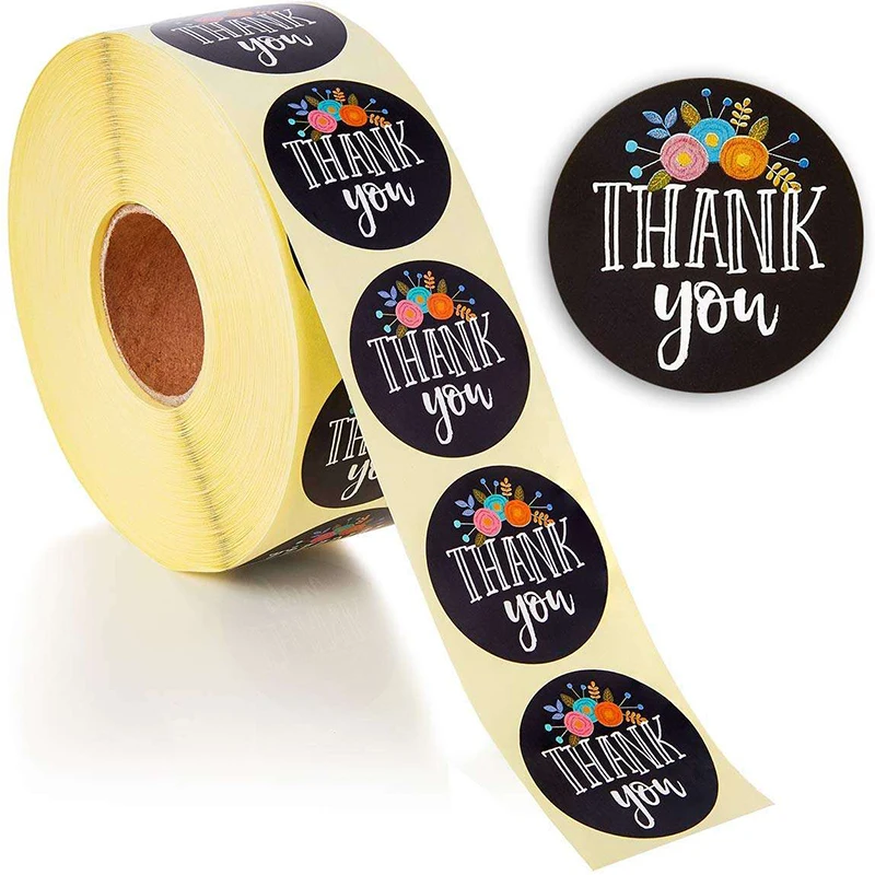 Paper Thank You U Label Sticker Roll for Your Order Stickers Custom Logo Big Sealing Brown Waterproof Vinyl Adhesive Sticker CMD