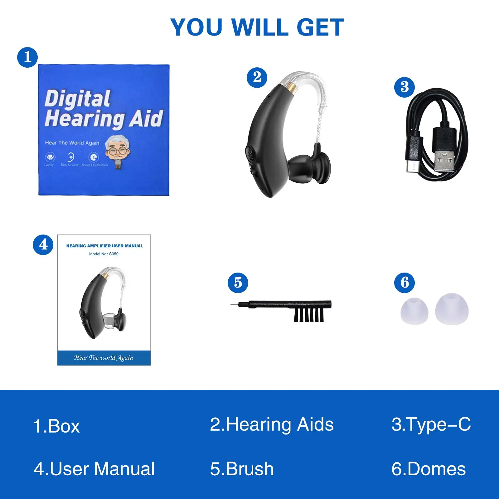 Health & Medical Open Fit BTE Hearing Aids Devices Hearing Loss OTC Hearing Aid