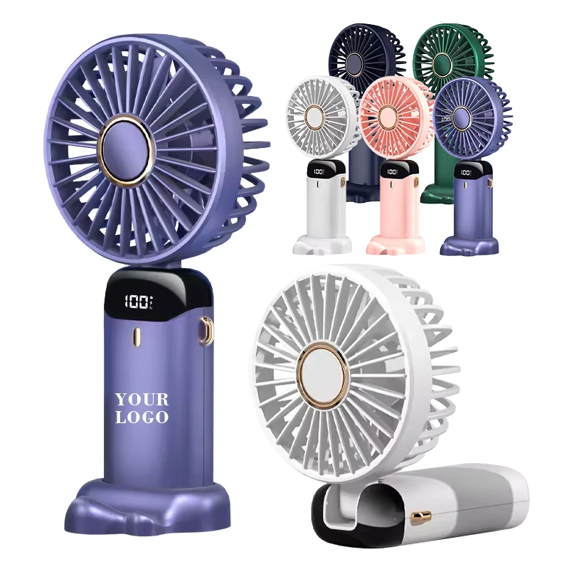 Hot Selling Summer Foldable Hand Fan Digital Display Handheld Portable Foldable Rechargeable Sports Mini Fan