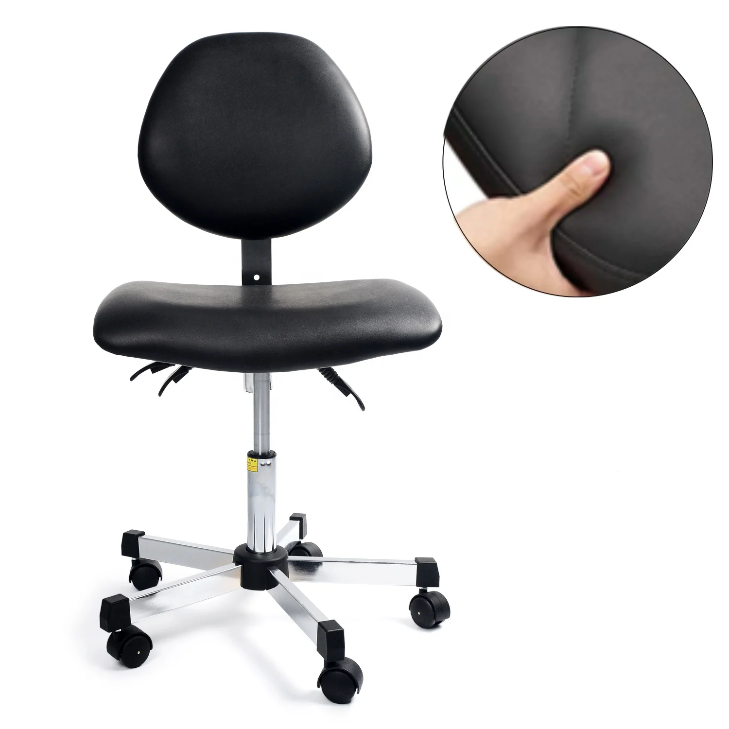 Современный эргономичный промышленный стул с колесами из искусственной кожи ESD