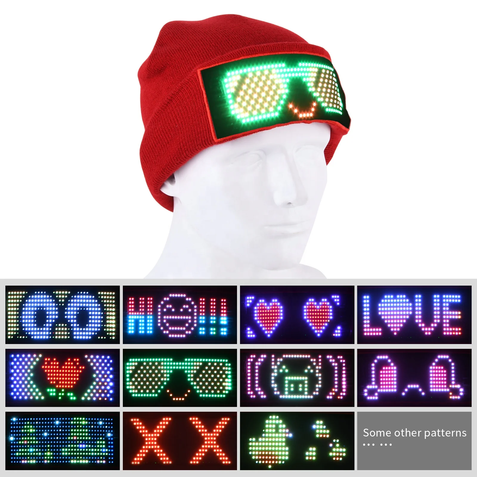 New Arrival Led Display Screen Light Up Knitted Hats App Programmable Warm Beanie Men Women Daily Hat for Winter Party Gift