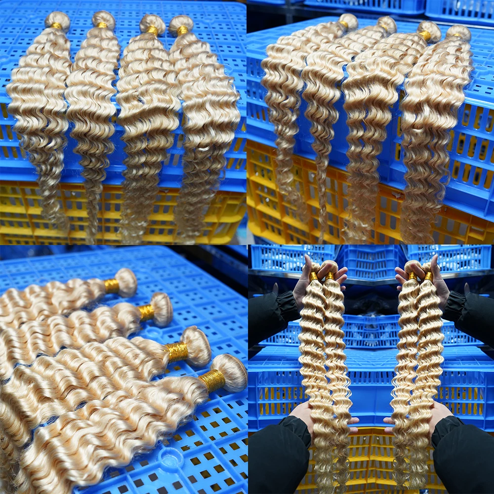 Cuticle Aligned Hair 613 Blonde Color 100% Raw Virgin Full Cuticle Thick Ends Human Hair Extension Straight Brazilian Hair Weft