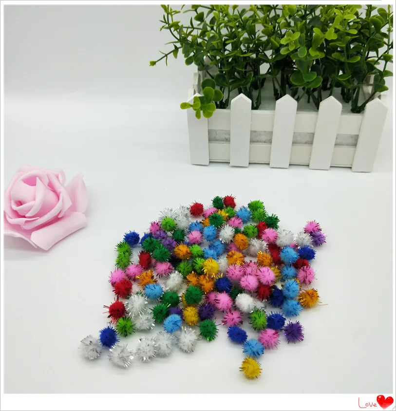 colorful pompom glitter ball Glitter Pom Poms Sparkle Balls for DIY Doll