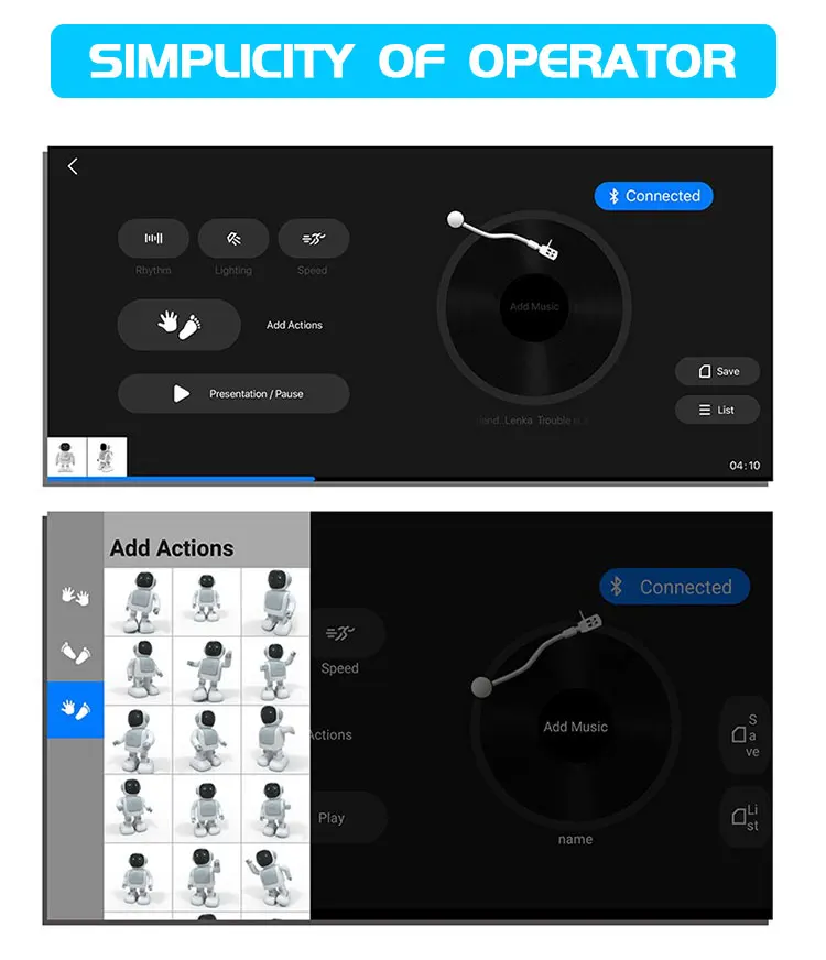 Interactive Music Companion Bot App Programmable Smart Remote Control Robot