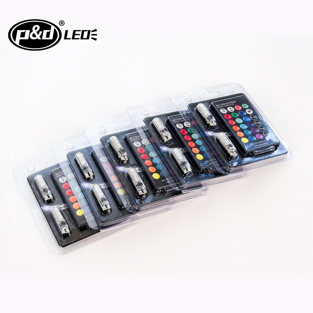 194 T10 LED Atmosphere lights W5W RGB LED Bulbs with Remote Controller RGBW 501 194 168 6SMD 5050 Silicone Strobe light