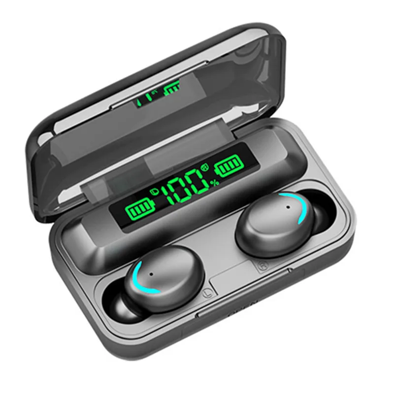 Wholesale Wireless Earphone BT Headphones F9-5c Tws Headset Gamer 2000mah Handfree With LCD Display Earbuds