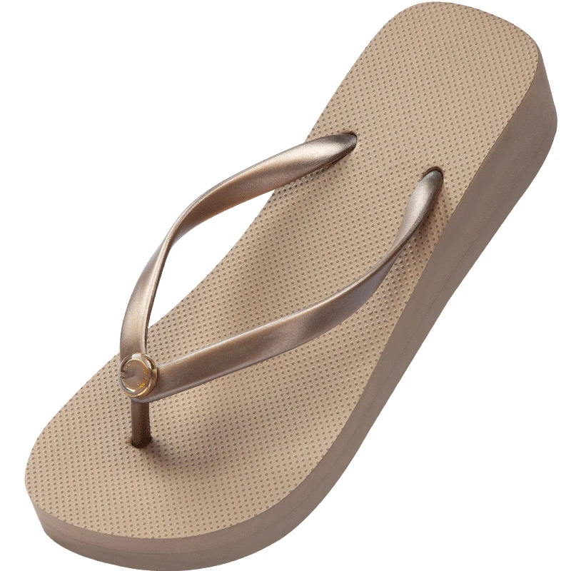 Wholesale Custom wedge heel EVA/RUBBER OEM women sandals flip-flops slippers  wedding white flipflops gold flip flop slipper