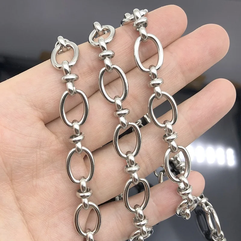 Stainless steel handmade oval cross Chinese knot chain DIY jewelry chain