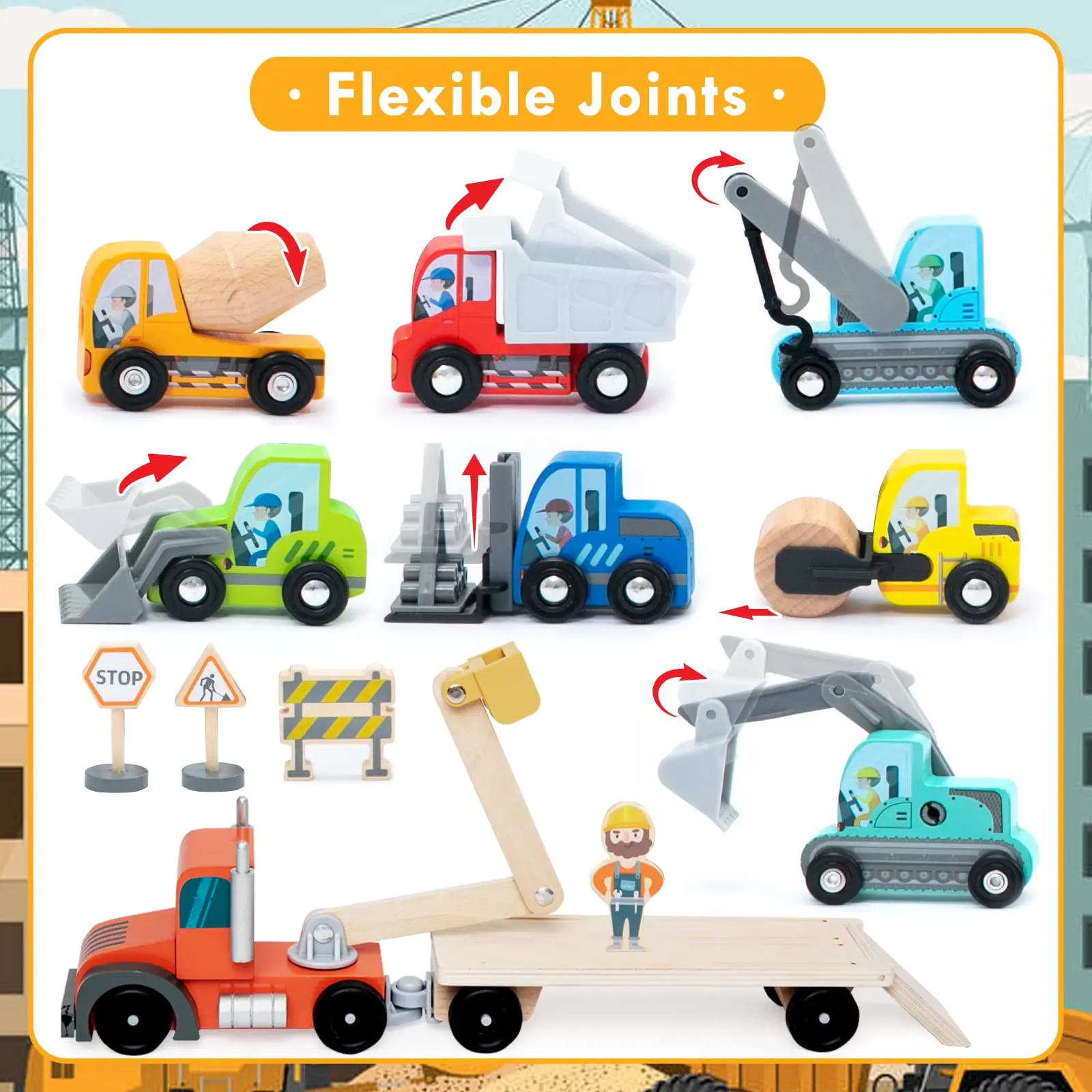 Wooden Toys Wooden Kids Mini Vehicles For Toddlers Compatible to Thomas Train Toys Railway Major Brands Construction Toy Cars