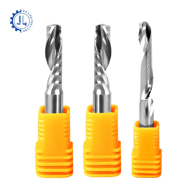 Jialing Endmill Carbide 2 Flute Straight End Mill Wood Compression Bit CNC Carving Single Flute Spiral Bits For Wood Cut Up Down