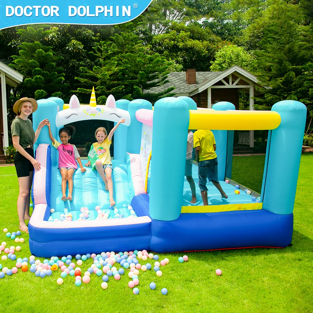 Doctor Dolphin Bouncy House Fun Mechanical Bull Water Slides Backyard Inflatable for kids Bouncer Jumping Castle Bounce House