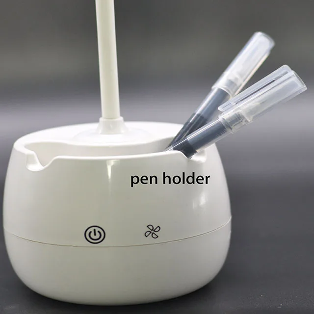 Modern Rechargeable Mini LED Desk Lamp White round Table Lamp with Touch Control Bell Style Phone Pen Holder ROHS Certified