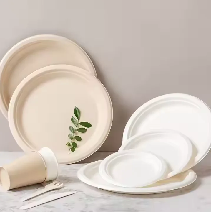 Hot Sale Disposable Sugarcane Bagasse Plate Party Paper Plates for Wedding Festival & Parties