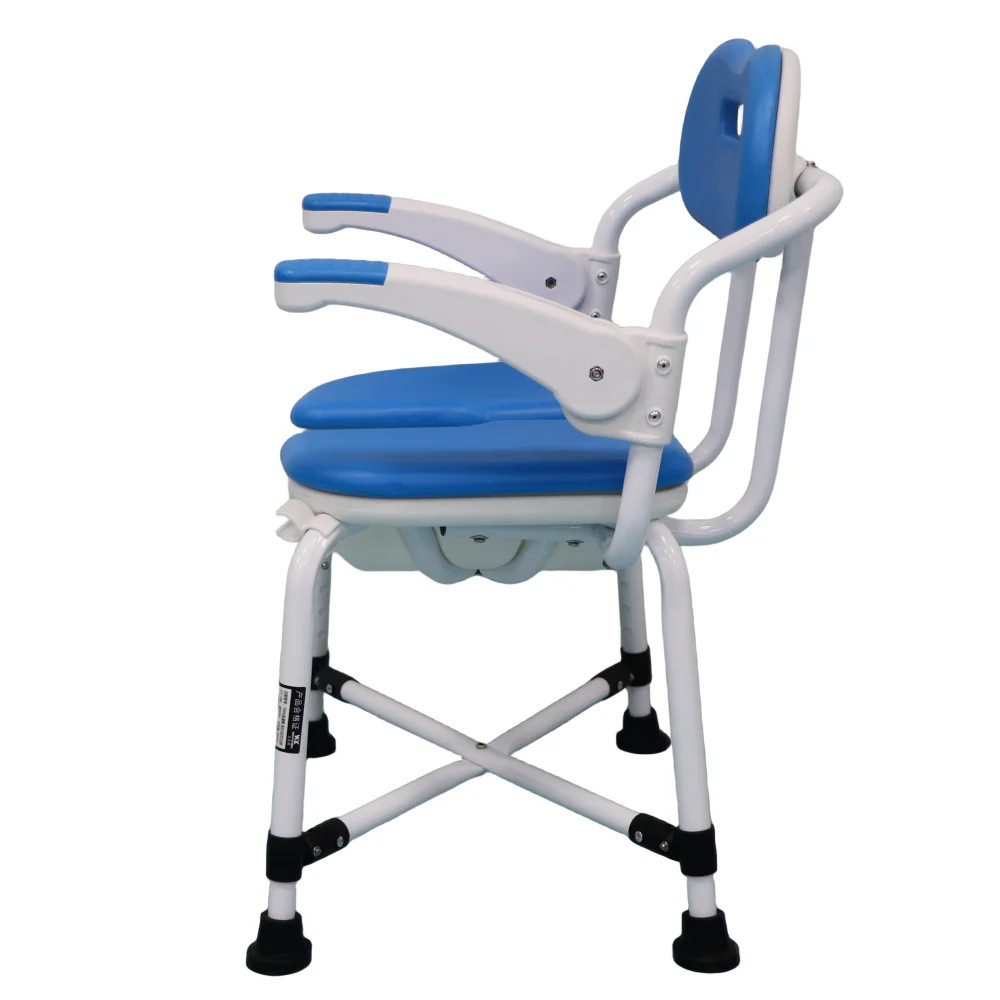 Foldable Bath Chair Shower Bathroom Chair with Fixed Non-Slip Armrest Bathroom Safety Equipment