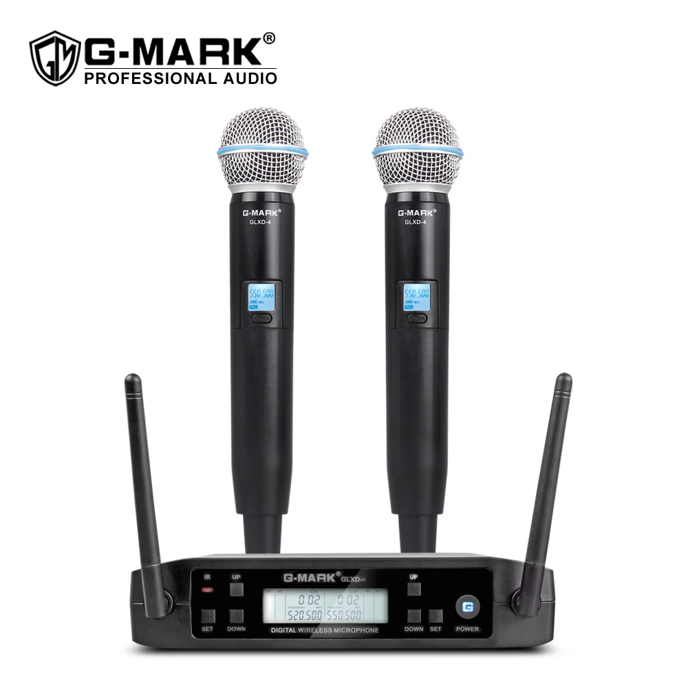 G-MARK GLXD4 профессиональный УВЧ системы SM58 микрофон беспроводной портативный микрофон для сценического выступления Свадебные Show Band домашней вечеринки церкви