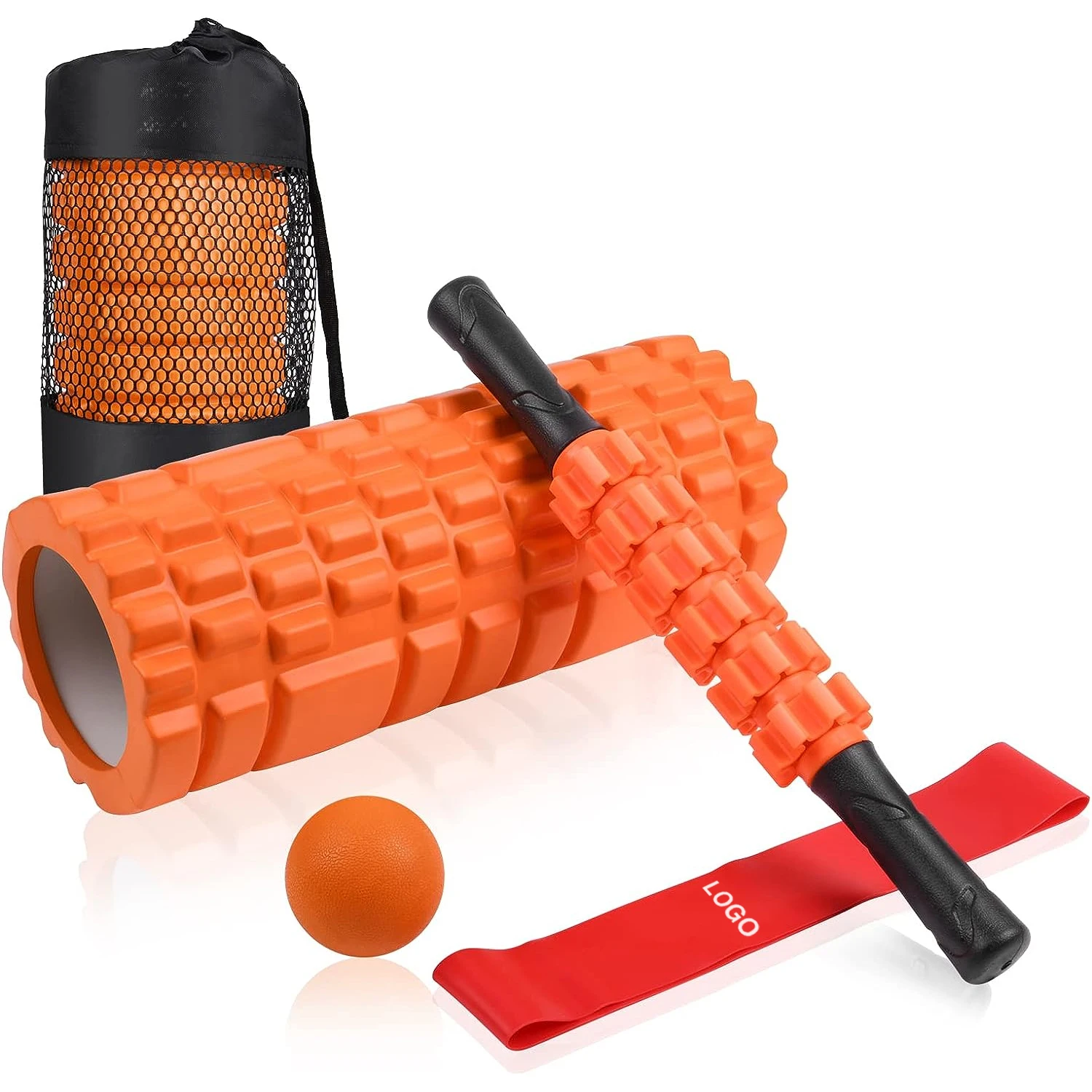 5 In 1 Custom Design Foam Roller Muscle Rollers Stick Resistance Band Yoga Sets Yoga Foam Roller Set