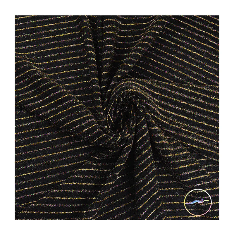 Черная, золотая, металлическая Бытовая ткань, оптовая продажа, ткань 92% полиэстер + 8% спандекс ASL31018, женская одежда, ткань