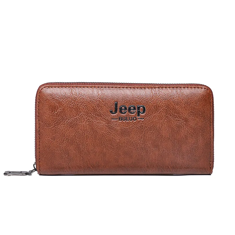 WOKE Pu Leather Embossing Logo Zipper Long Wallet for Men