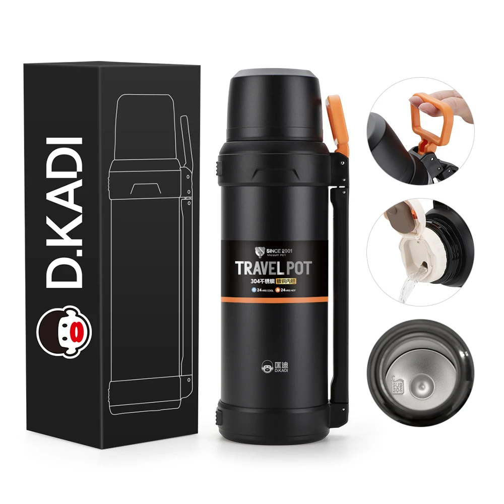 2000ml Wholesale Large Capacity Double Wall Stainless Steel Travel Pot Drinking Vacuum Insulated Coffee and Tea Kettles