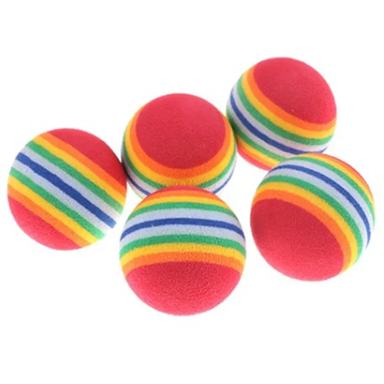 Red Rainbow Cat Toy Balls Soft EVA Foam Toys Small Dogs Puppies Toy Balls Chase Quiet Play Sponge Ball